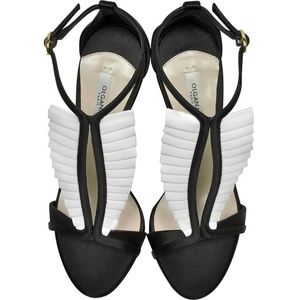 Olgana La Sensuelle Leather-Pleat Satin Sandals